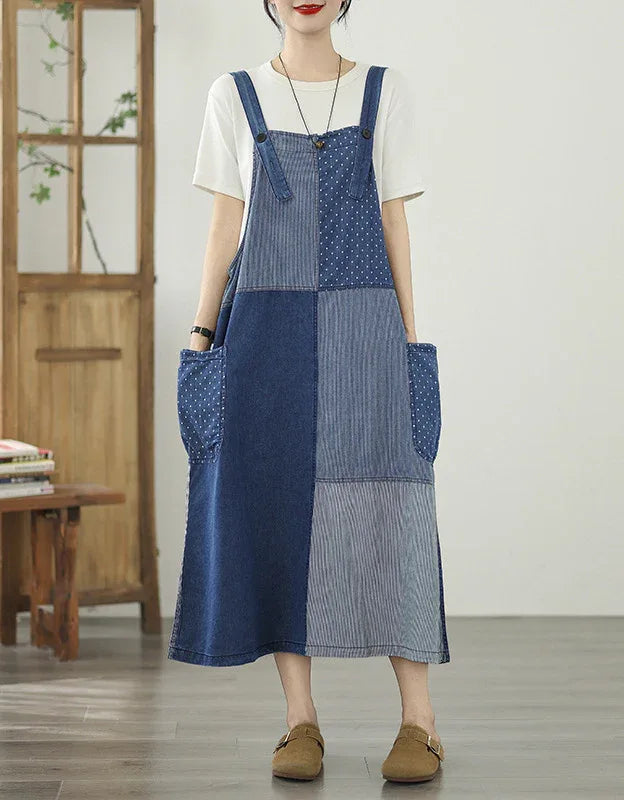 loose fitting denim dress Cute and Charming Pearl & Rhinestone Loose Fit Denim Dress Large
