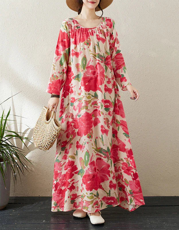 Vintage Floral Cottagecore Cotton Linen Dress Islinen Vintage Floral Cottagecore Cotton Linen Dress Islinen