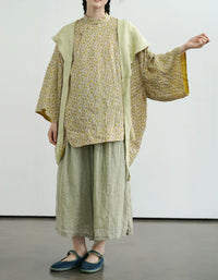100% Natural Linen Vintage Floral Skirt