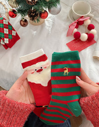 2 Pairs Women's Cute Santa Christmas Patterned Crew Socks