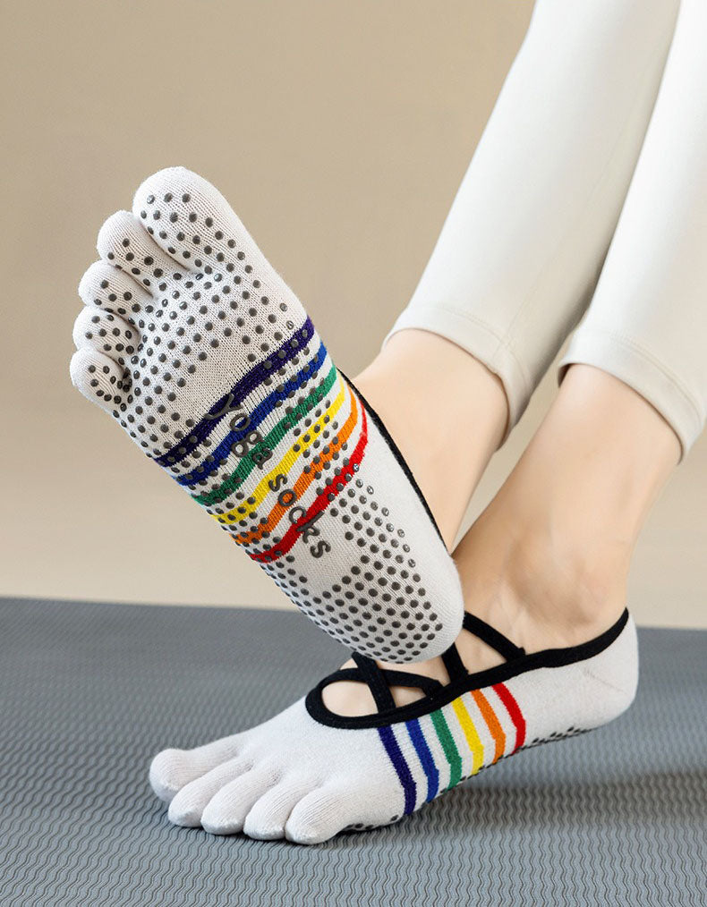 Women Five Toe Socks Non Slip Cross Strap Yoga Socks