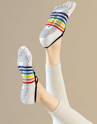 Non Slip Five Toe Socks Women Cross Strap Pilates Socks