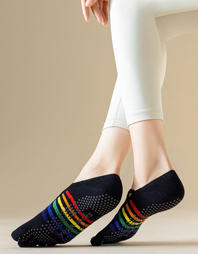 Women Toe Socks Non Slip Grip Cross Strap Pilates Socks