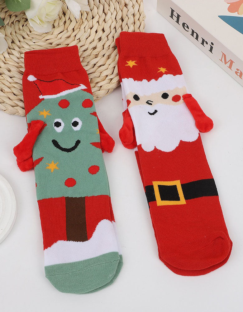 2 Pairs Women's Cute Santa Christmas Character Socks