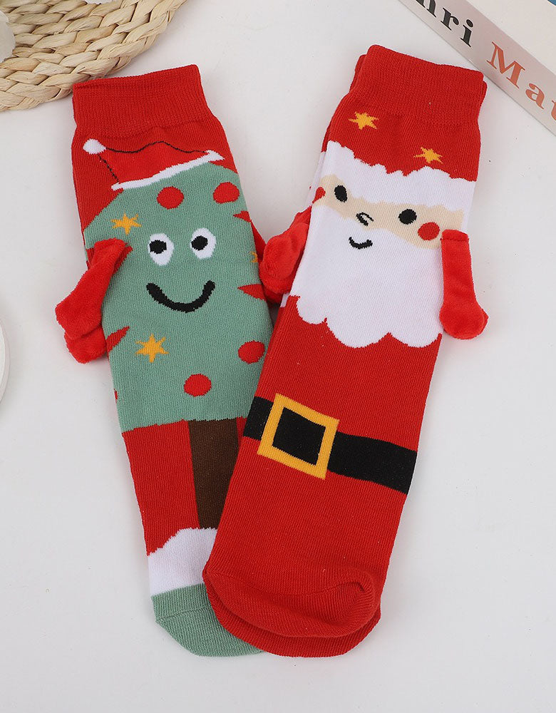 2 Pairs Women's Cute Santa Christmas Character Socks