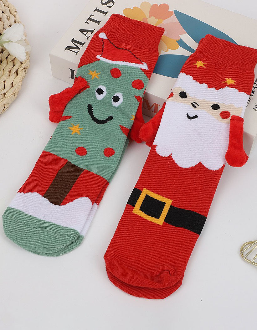 2 Pairs Women's Cute Santa Christmas Character Socks