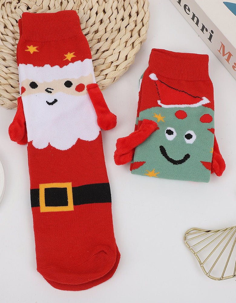 2 Pairs Women's Cute Santa Christmas Character Socks