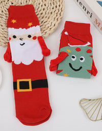 2 Pairs Women's Cute Santa Christmas Character Socks