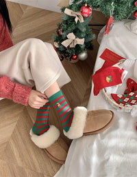 2 Pairs Women's Cute Santa Christmas Patterned Crew Socks