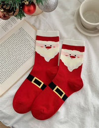 2 Pairs Women's Cute Santa Christmas Patterned Crew Socks