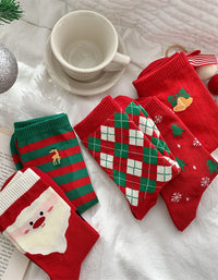 2 Pairs Women's Cute Santa Christmas Patterned Crew Socks