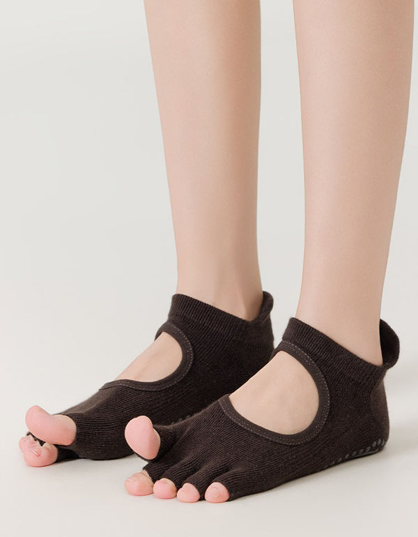 Women Open Toe Yoga Socks Non Slip Breathable Cotton