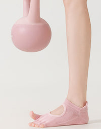 Women Pilates Toe Socks Breathable Cotton Grip Fit