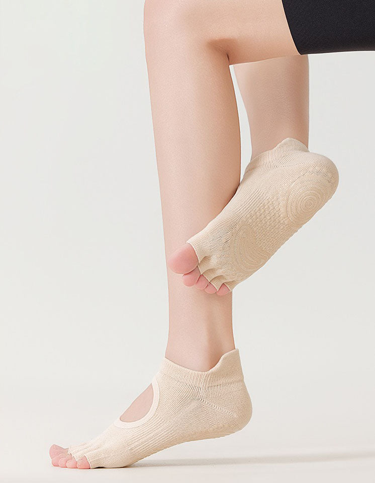 Non Slip Yoga Socks Women Five Toe Open Top Style