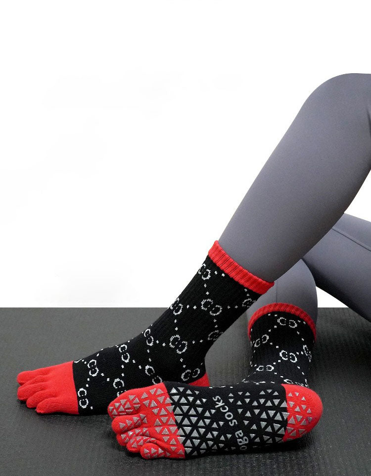 women’s five toe yoga socks non slip grip