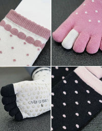 Women’s non slip yoga socks five toe grip design