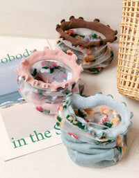 3 Pairs Vintage Flower Embroidery Transparent Socks - Islinen