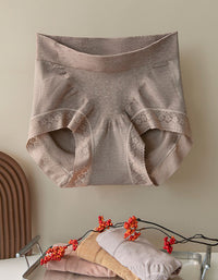 High waist lace trim panties women soft fabric
