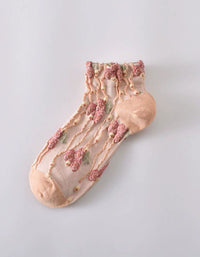 Lightweight floral lace mesh socks for women