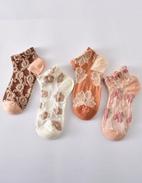 Boho Floral Lace Sheer Socks Soft Breathable Ankle Fit