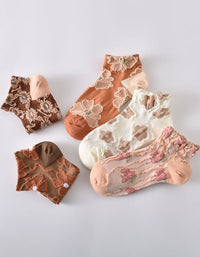 Elegant Floral Mesh Socks Women Lightweight Sheer Style
