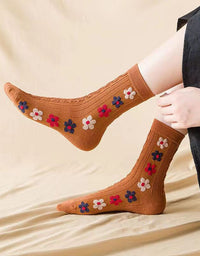 Cute flower pattern ankle socks soft breathable cotton