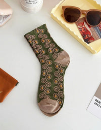 Boho Floral Socks Women – Soft Breathable Cotton Socks