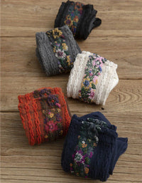 5 Pairs Women's Vintage Floral Long Tube Socks - Islinen