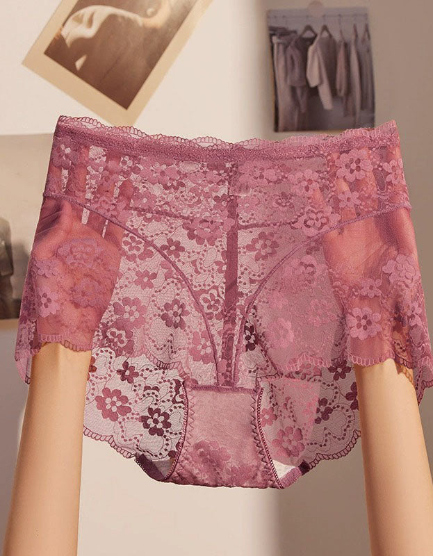 Soft Stretch Lace Underwear for Women – Elegant Mid Rise Panty Shorts