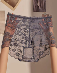Women’s Elegant Floral Lace Briefs – Soft Mesh Seamless Panties