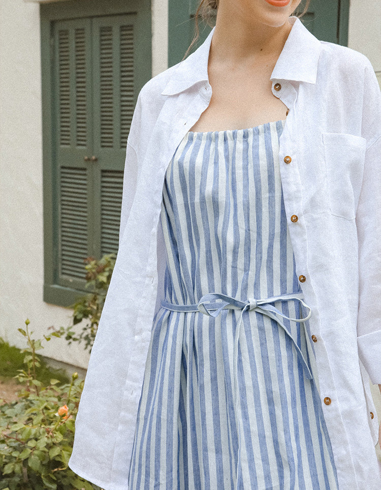 Off Shoulder Halter Neck Summer French Linen Dress