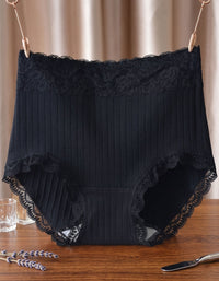 Women Vintage Lace High Rise Cotton Brief Panties