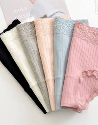 Comfortable Ribbed Lace Cotton Panties for Women