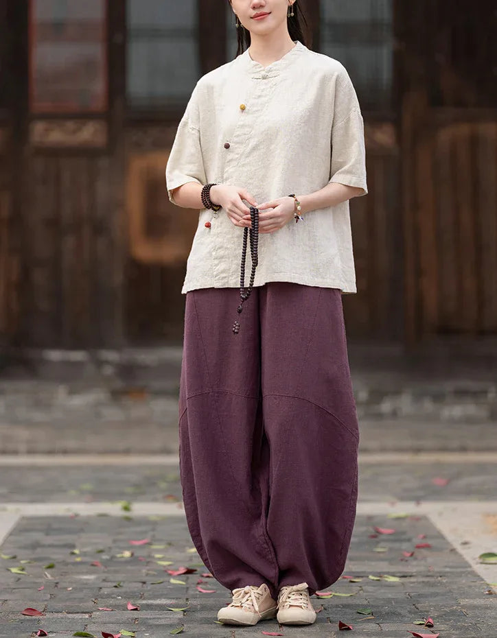 Asymmetrical Chinese Style Ramie Linen Hanfu Shirt – Islinen
