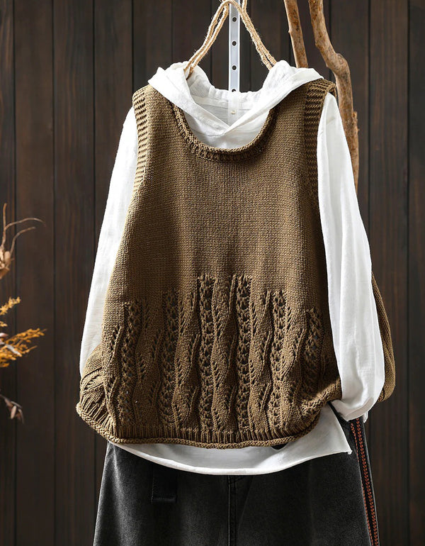 Autumn Casual Loose Fit Round Neck Knitted Vest