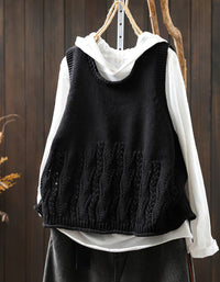 Autumn Casual Loose Fit Round Neck Knitted Vest