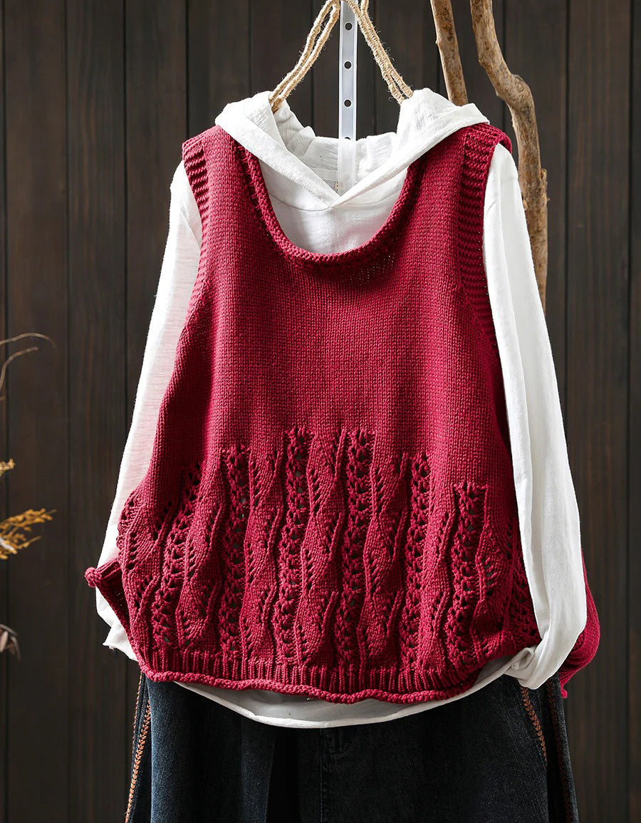 Autumn Casual Loose Fit Round Neck Knitted Vest