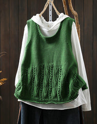 Autumn Casual Loose Fit Round Neck Knitted Vest