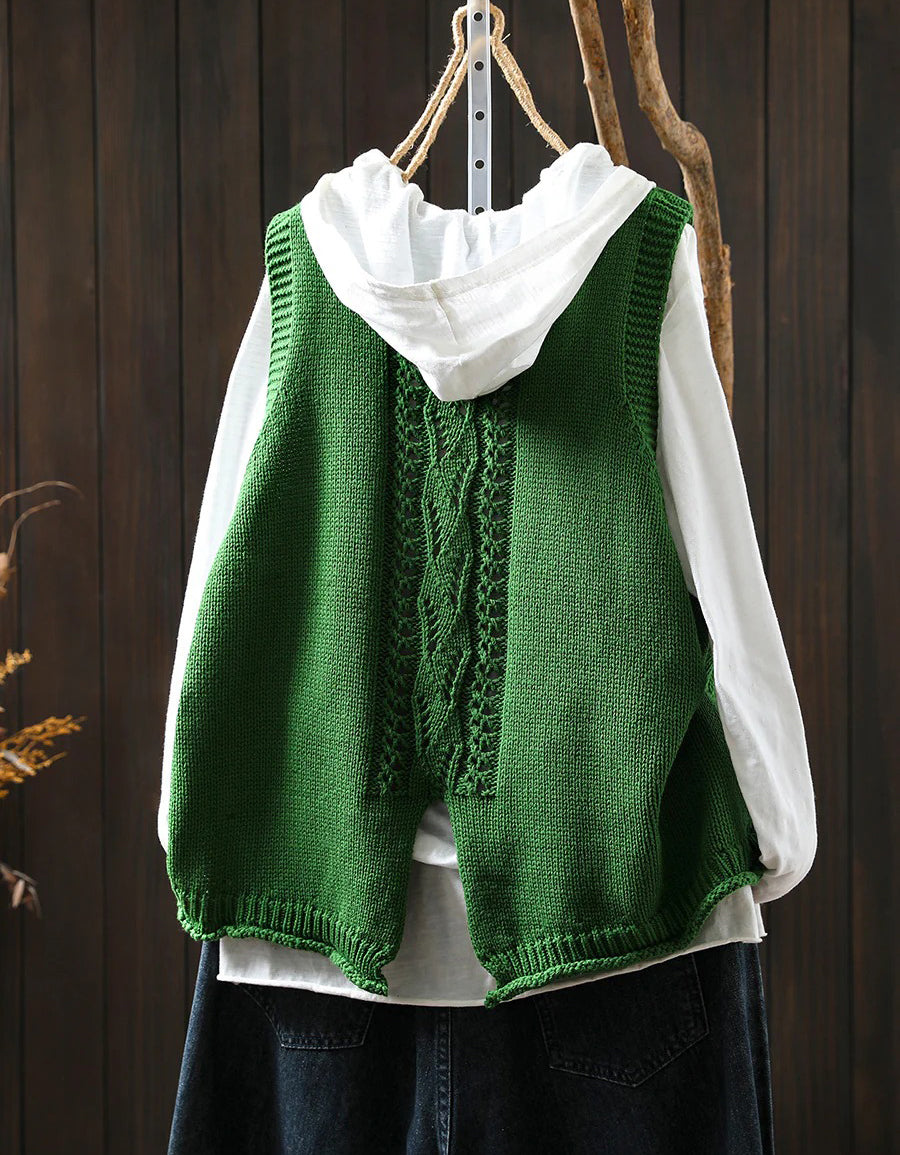 Autumn Casual Loose Fit Round Neck Knitted Vest