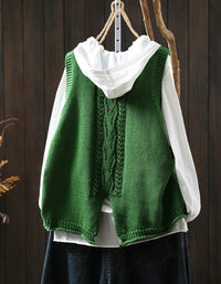 Autumn Casual Loose Fit Round Neck Knitted Vest