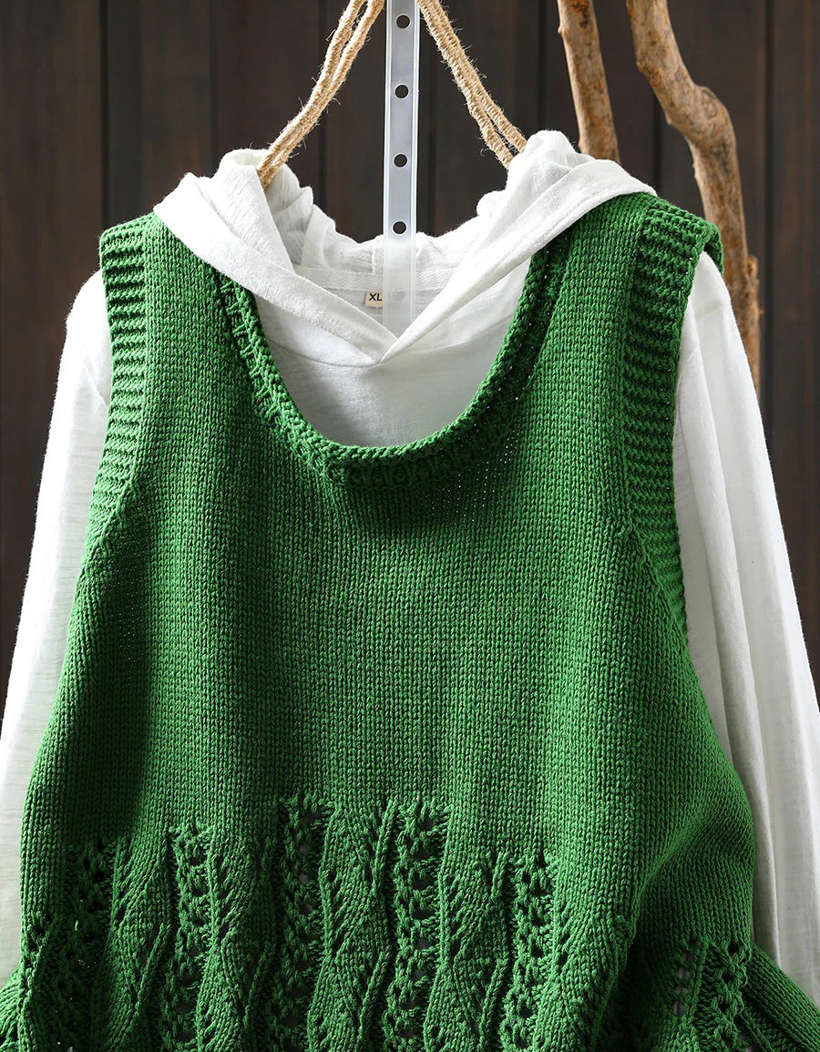 Autumn Casual Loose Fit Round Neck Knitted Vest