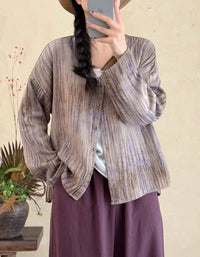 Autumn Cotton Linen Vintage Printed Cardigan