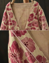 Autumn Flower Printed Double-layer V-neck Cardigan