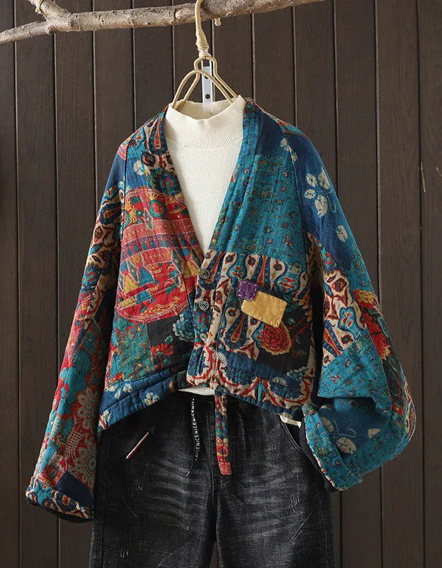 Autumn Handcrafted Patchwork Vintage Cardigan Coat - Islinen