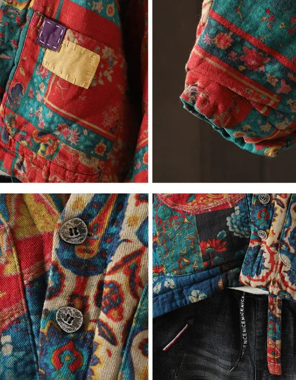 Autumn Handcrafted Patchwork Vintage Cardigan Coat - Islinen