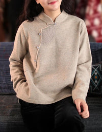 Autumn Loose Retro Diagonal Embroidered Sweater