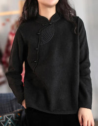 Autumn Loose Retro Diagonal Embroidered Sweater