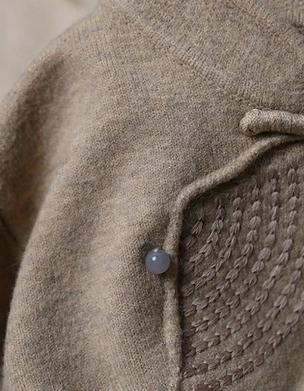 Autumn Loose Retro Diagonal Embroidered Sweater
