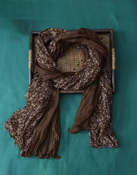 Autumn Winter Pleated Floral Cotton Linen Floral Printed Scarf