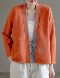 Autumn Winter Printed Knitted Sweater Cardigan